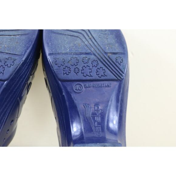 Dansko Clogs 40 Womens Blue Rubber Pixie Floral Molded Slip On Shoes - Picture 8 of 13